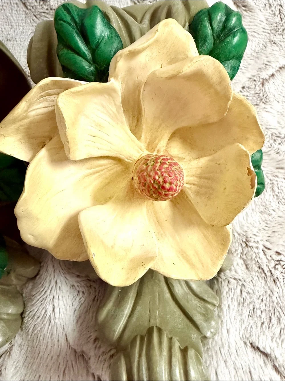 Set of 2 1990’s Resin Magnolia Drapery Rod Holder